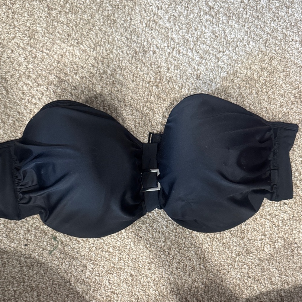 Black Strapless Swim Top